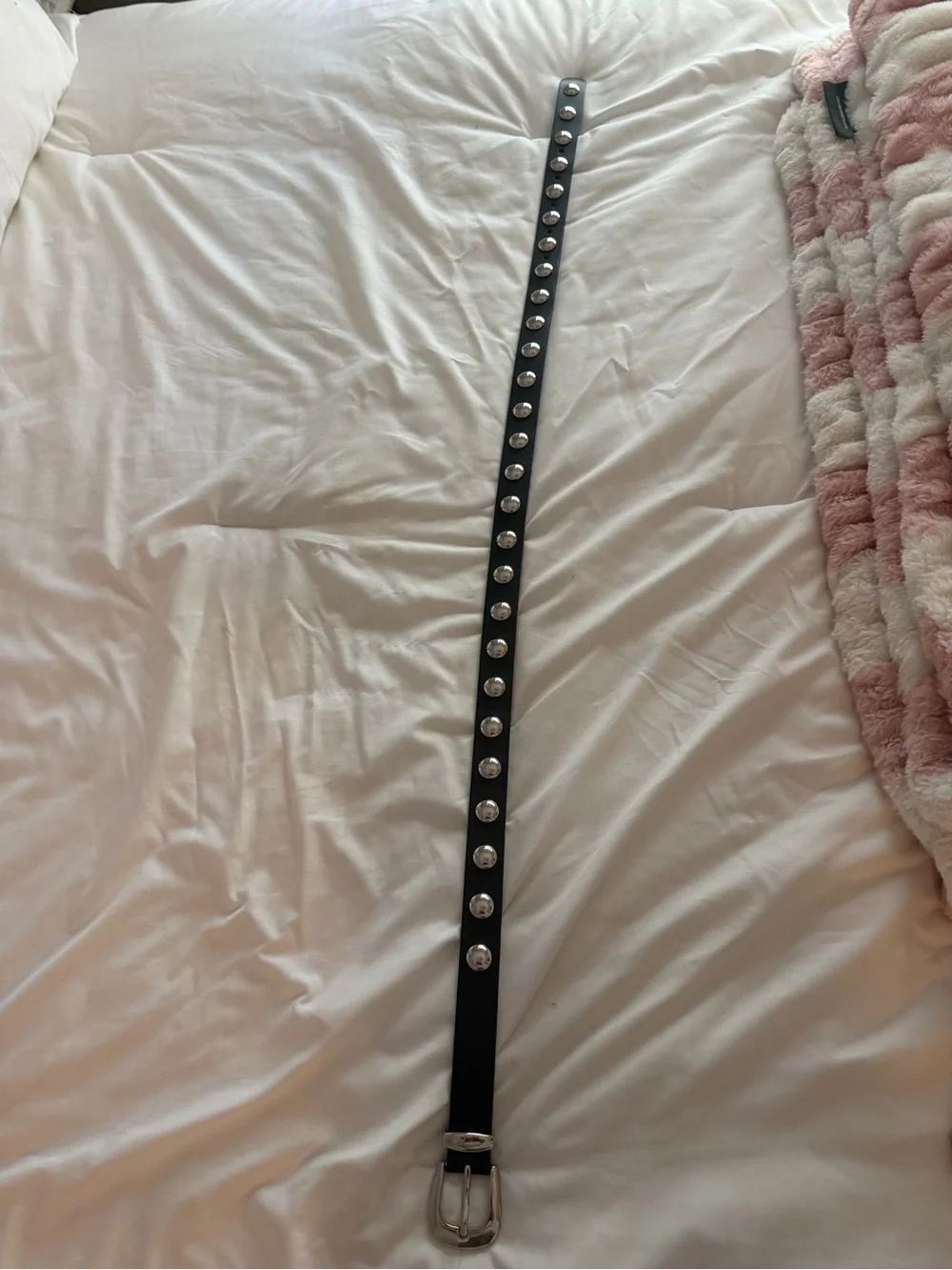 Madewell Black Leather Silver Dome Studded Skinny Belt